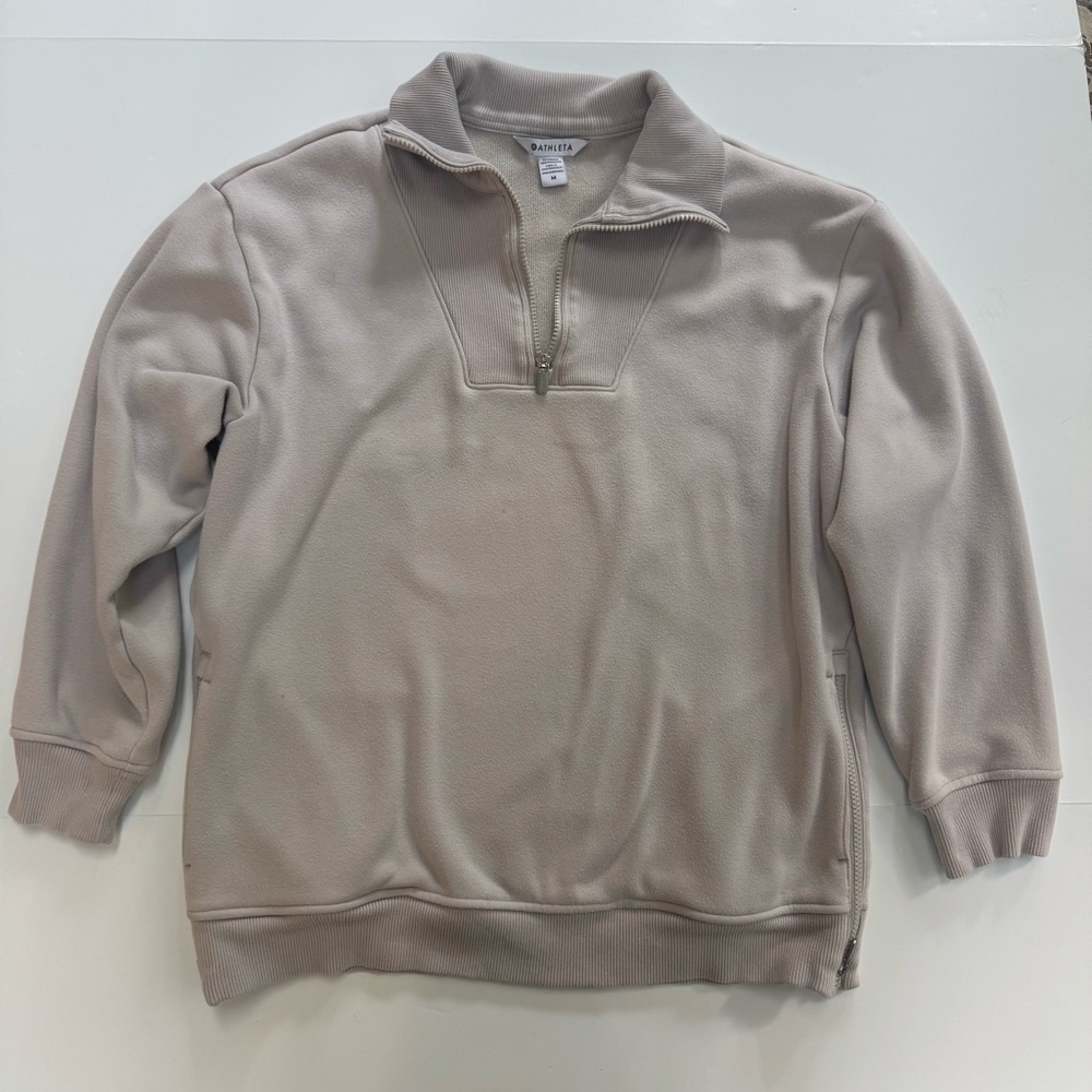 Athleta Women's Cozy Karma 1/4 Zip Pullover  Sweatshirt  Size M Abalone